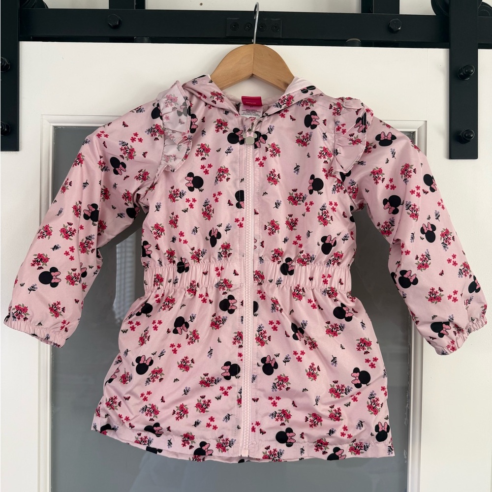 Disney Pink Floral Minnie Mouse Hooded Rain Jacket